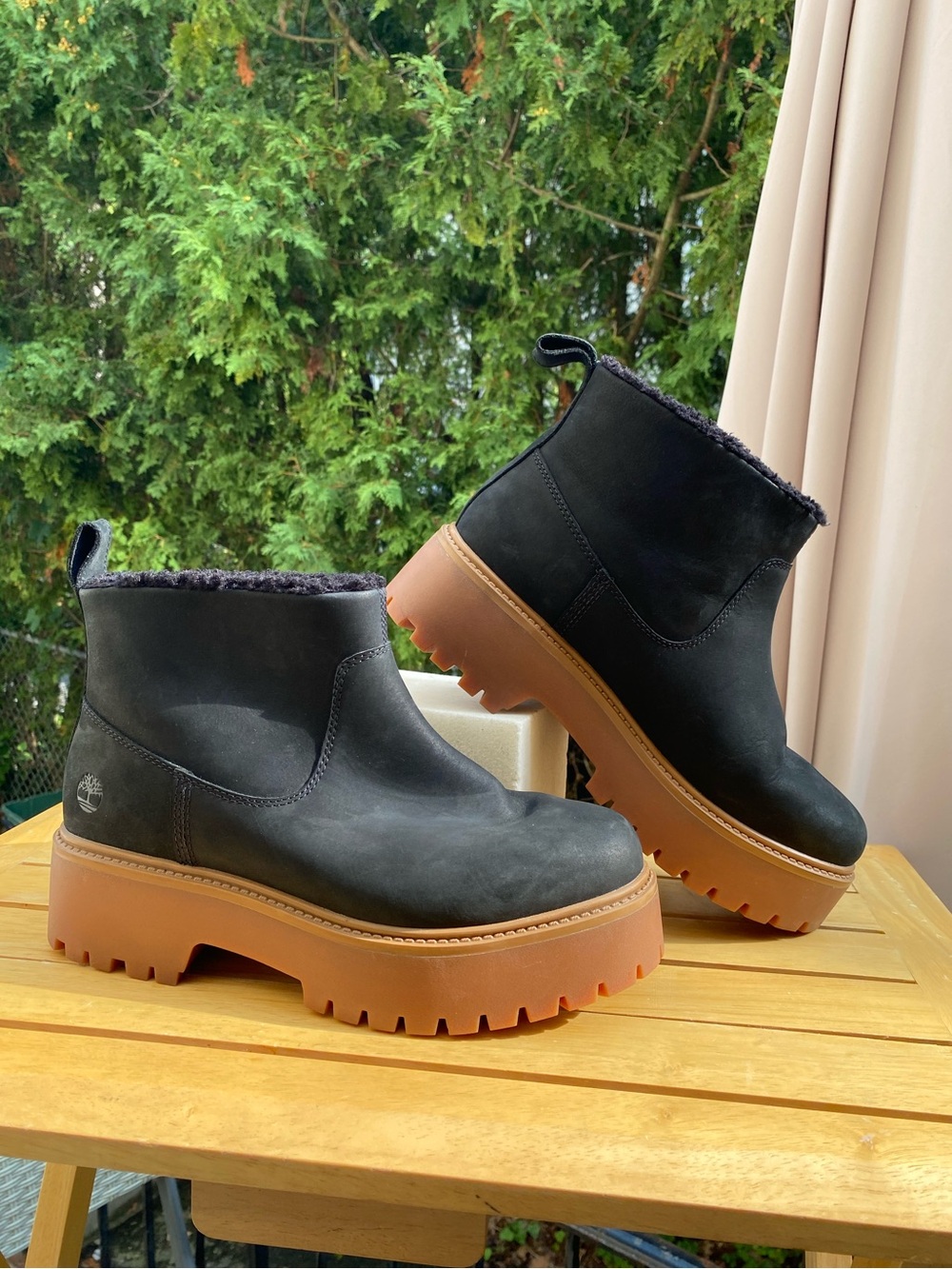 Timberland Nubuck Lug Sole Stone Street Ankle Boot Waterproof & Warm Lined EUC+